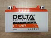7 а/ч "+ -" (пусковой ток 105 А, Д 150 мм, Ш 86 мм, В 94 мм) Аккумулятор Delta CT 1207 YTX7A-BS